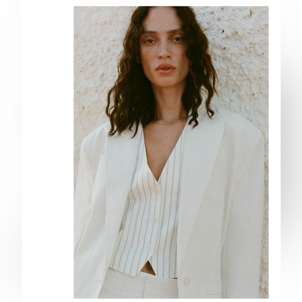 ZARA | oversized blazer pinstriped white | XS-S